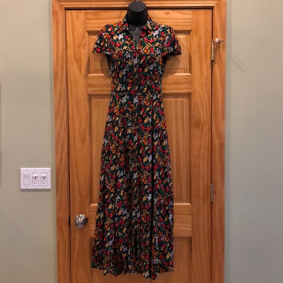 NEW Zara Floral Printed Long Maxi Shirt Dress - Picture 7 of 9